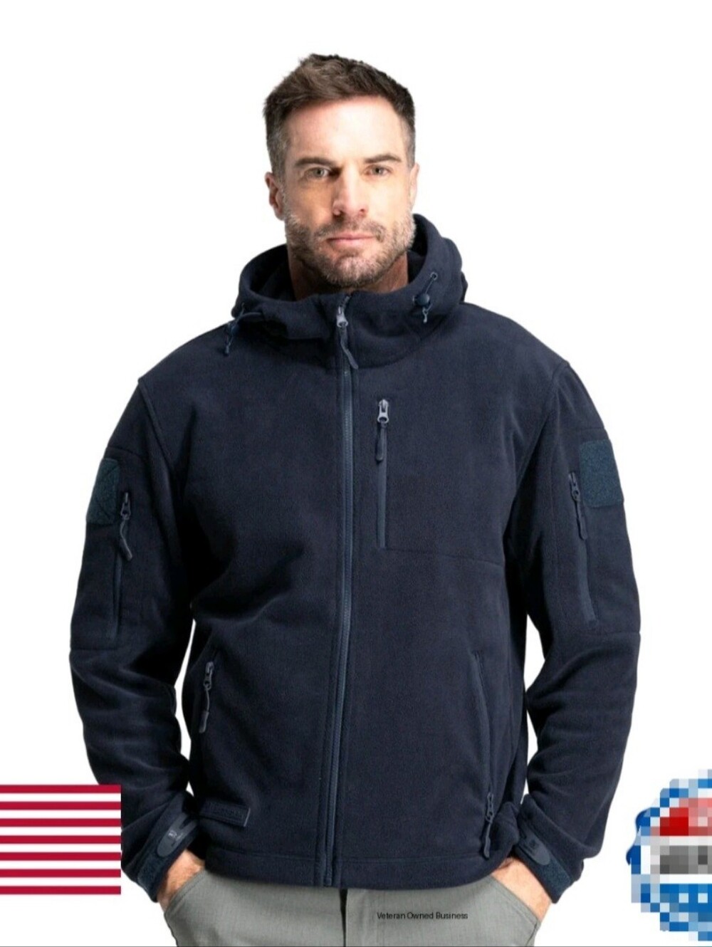 BAERSkin NWT Men's Tactical Hoodie 4.0 Full Zip Fleece Hoodie Navy XL Pockets